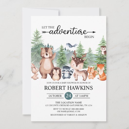 Lass der Adventure Begin Baby-Dusche Einladung (Vorderseite)