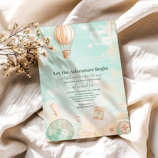 Lass der Adventure Begin Baby-Dusche Einladung