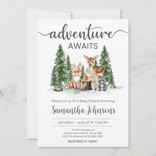 Lass der Adventure Begin Baby-Dusche Einladung (Vorderseite)