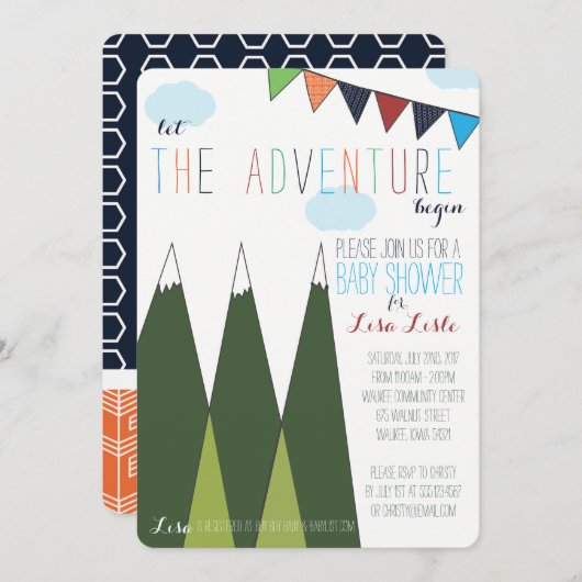 Lass der Adventure Begin Baby-Dusche Einladung (Vorne/Hinten)