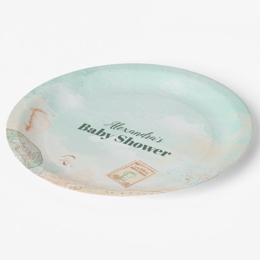 Lass der Adventure Begin Baby-Dusche Pappteller (Schrägansicht)