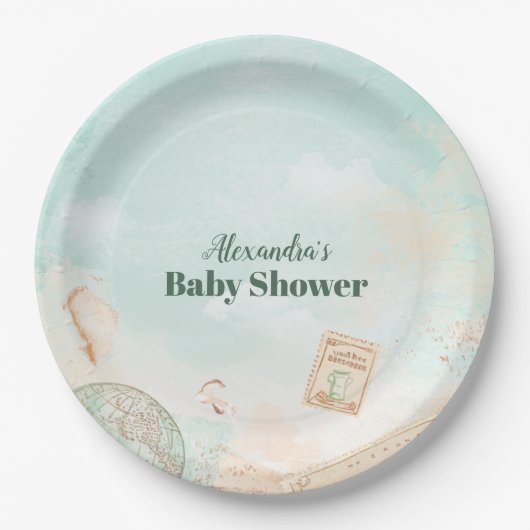 Lass der Adventure Begin Baby-Dusche Pappteller (Vorderseite)