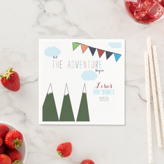 Lass der Adventure Begin Baby-Dusche Serviette (Beispiel)