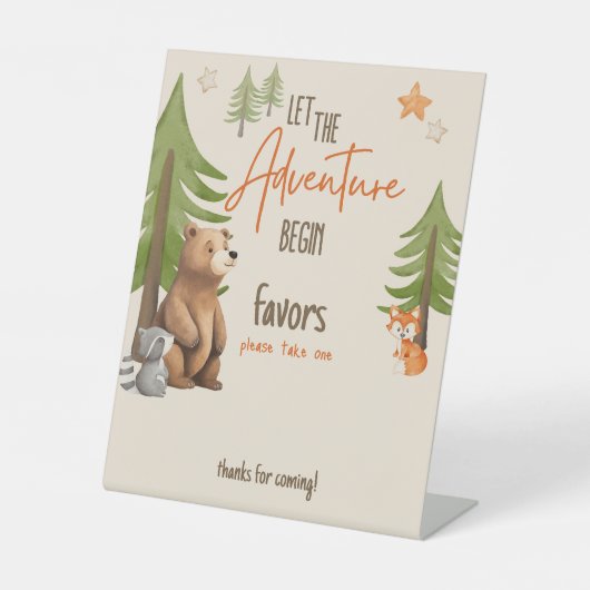 Lass der Adventure Begin Baby-Dusche Sockelschild (Vorderseite)