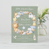 Lass der Adventure Begin Boy Baby Toy Baby Shower Einladung (Stehend Vorderseite)