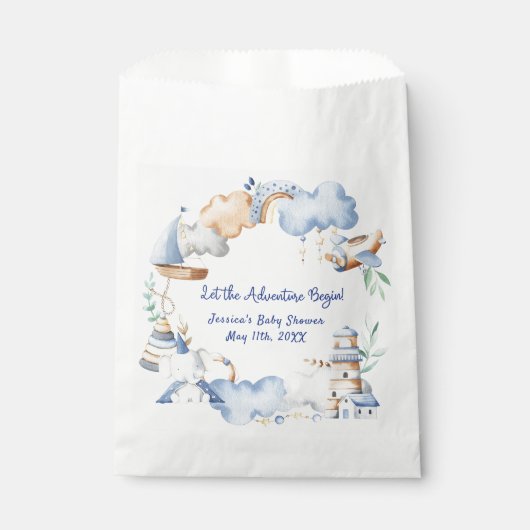 Lass der Adventure Begin Boy Baby Toy Baby Shower Geschenktütchen (Vorderseite)