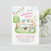 Lass der Adventure Begin Camping Babydusche Einladung (Stehend Vorderseite)