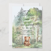 Lass der Adventure Begin Forest Bear Baby Shower Einladung (Vorderseite)
