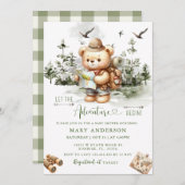 Lass der Adventure Begin Forest Bear Baby Shower Einladung (Vorne/Hinten)