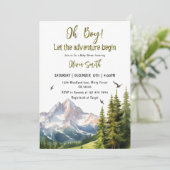 Lass der Adventure Begin Forest Boy Baby Shower Einladung (Stehend Vorderseite)