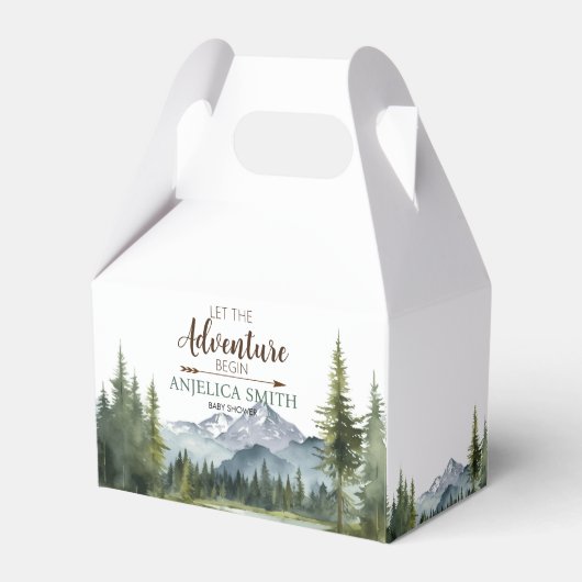 Lass der Adventure Begin Forest Rustic Baby Shower Geschenkschachtel (Rückseite)