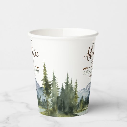 Lass der Adventure Begin Forest Rustic Baby Shower Pappbecher (Links)