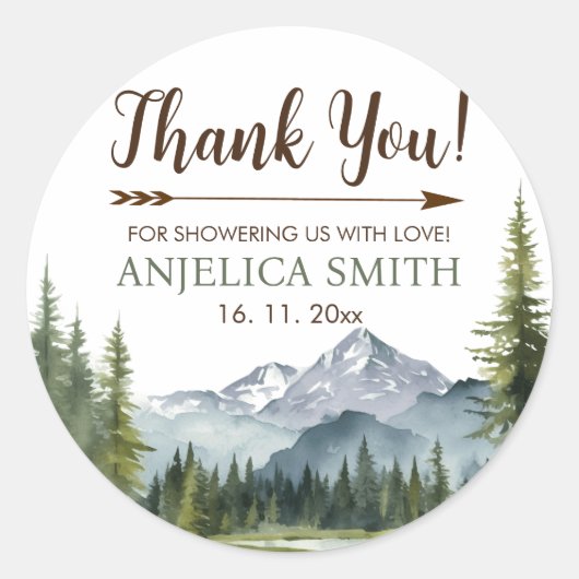 Lass der Adventure Begin Forest Rustic Baby Shower Runder Aufkleber (Vorderseite)