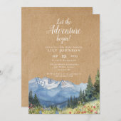 Lass der Adventure Begin Mountain Baby Dusche Einladung (Vorne/Hinten)