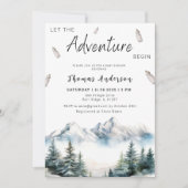 Lass der Adventure Begin Mountain Baby Dusche Einladung (Vorderseite)