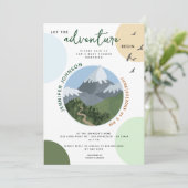 Lass der Adventure Begin Mountain Baby Dusche Einladung (Stehend Vorderseite)