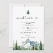 Lass der Adventure Begin Mountain Boy Baby Dusche Einladung (Vorderseite)