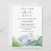 Lass der Adventure Begin Mountain Boy Baby Dusche Einladung (Vorderseite)