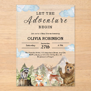 Lass der Adventure Begin Mountain Boy Baby Shower Acryleinladungen