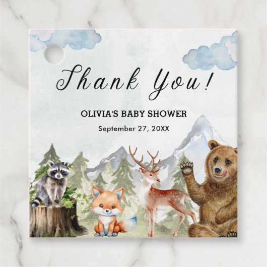 Lass der Adventure Begin Mountain Boy Baby Shower Geschenkanhänger (Vorderseite)