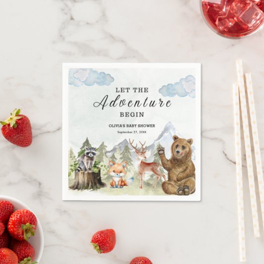 Lass der Adventure Begin Mountain Boy Baby Shower Serviette (Beispiel)