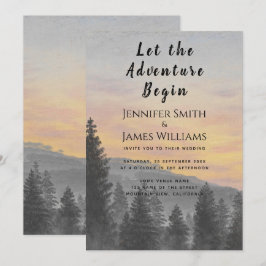 Lass der Adventure Begin Mountain Forest Wedding Einladung