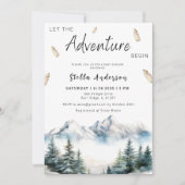 Lass der Adventure Begin Mountain Girl Babydusche Einladung (Vorderseite)