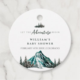 Lass der Adventure Begin Mountain Pine Baby Dusche Geschenkanhänger