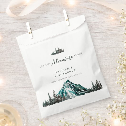 Lass der Adventure Begin Mountain Pine Baby Dusche Geschenktütchen (Ausgeschnitten)