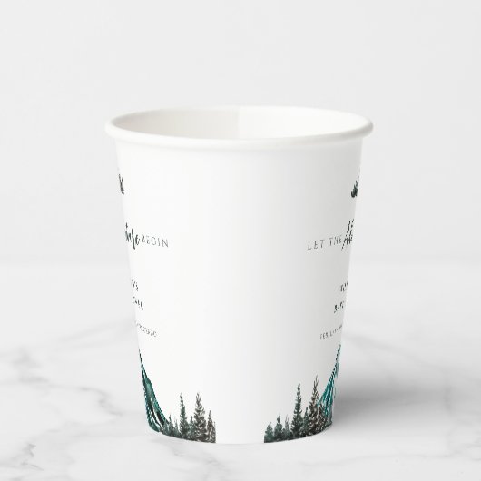 Lass der Adventure Begin Mountain Pine Baby Dusche Pappbecher (Links)