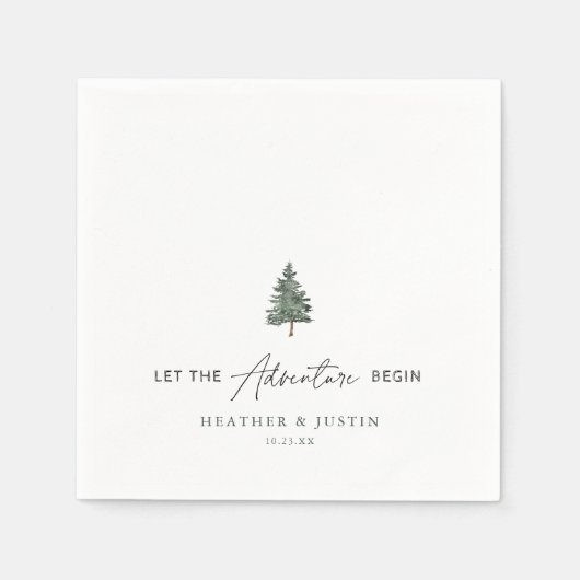 Lass der Adventure Begin Mountain Wedding Serviette (Vorderseite)