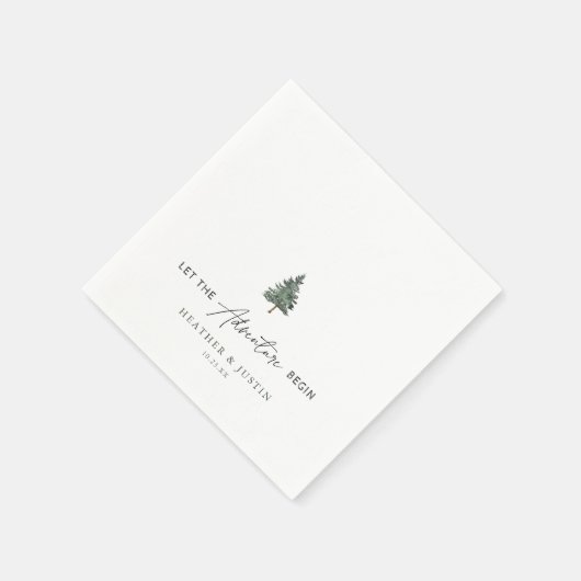 Lass der Adventure Begin Mountain Wedding Serviette (Ecke)