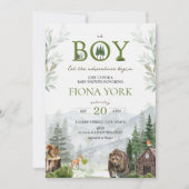 Lass der Adventure Begin Mountains Boy Baby Dusche Einladung (Vorderseite)