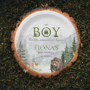 Lass der Adventure Begin Mountains Boy Baby Dusche Pappteller