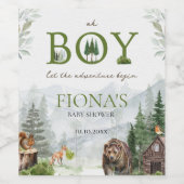 Lass der Adventure Begin Mountains Boy Baby Dusche Weinetikett (Einzelnes Label)