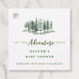 Lass der Adventure Begin Rustic Forest Baby Shower Geschenkanhänger