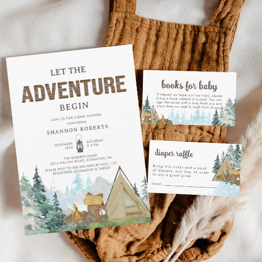 Lass der Adventure Begin Rustic Wood Baby Dusche Einladung