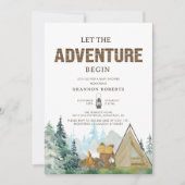 Lass der Adventure Begin Rustic Wood Baby Dusche Einladung (Vorderseite)