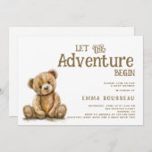 Lass der Adventure Begin Teddy Bear Baby Shower Einladung (Vorne/Hinten)