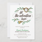 Lass der Adventure Begin Watercolor Babydusche Einladung (Vorderseite)