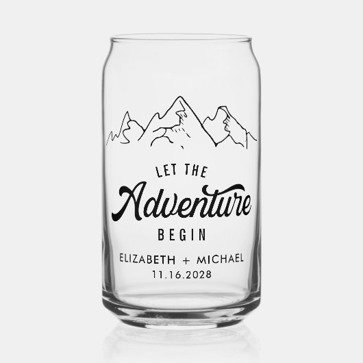 Lass der Adventure Begin Wedding Dosenglas (Vorderseite)