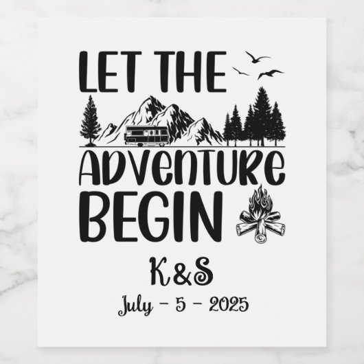 Lass der Adventure Begin Wedding Weinetikett (Einzelnes Label)