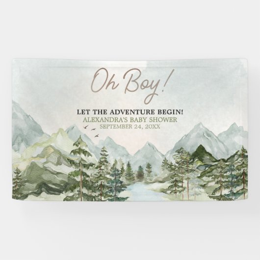 Lass der Adventure Begin Woodland Baby Shower Banner (Horizontal)