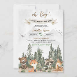 Lass der Adventure Begin Woodland Baby Shower Einladung