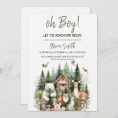 Lass der Adventure Begin Woodland Baby Shower Einladung (Vorne/Hinten)