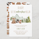 Lass der Adventure Begin Woodland Baby Shower Einladung (Vorne/Hinten)