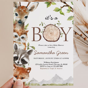 Lass der Adventure Begin Woodland Baby Shower Einladung