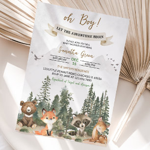 Lass der Adventure Begin Woodland Baby Shower Einladung