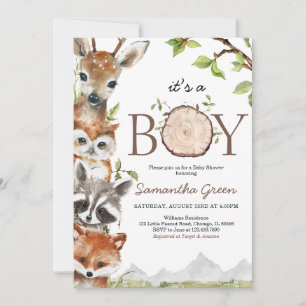 Lass der Adventure Begin Woodland Baby Shower Einladung