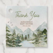 Lass der Adventure Begin Woodland Baby Shower Geschenkanhänger (Vorderseite)